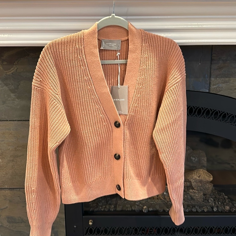 Everlane The Organic Cotton Relaxed Cardigan - Blush Pink. New with Tags